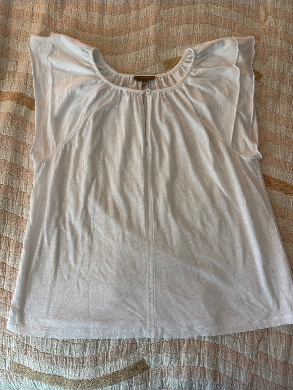 Lilla P White Flutter Sleeve Top